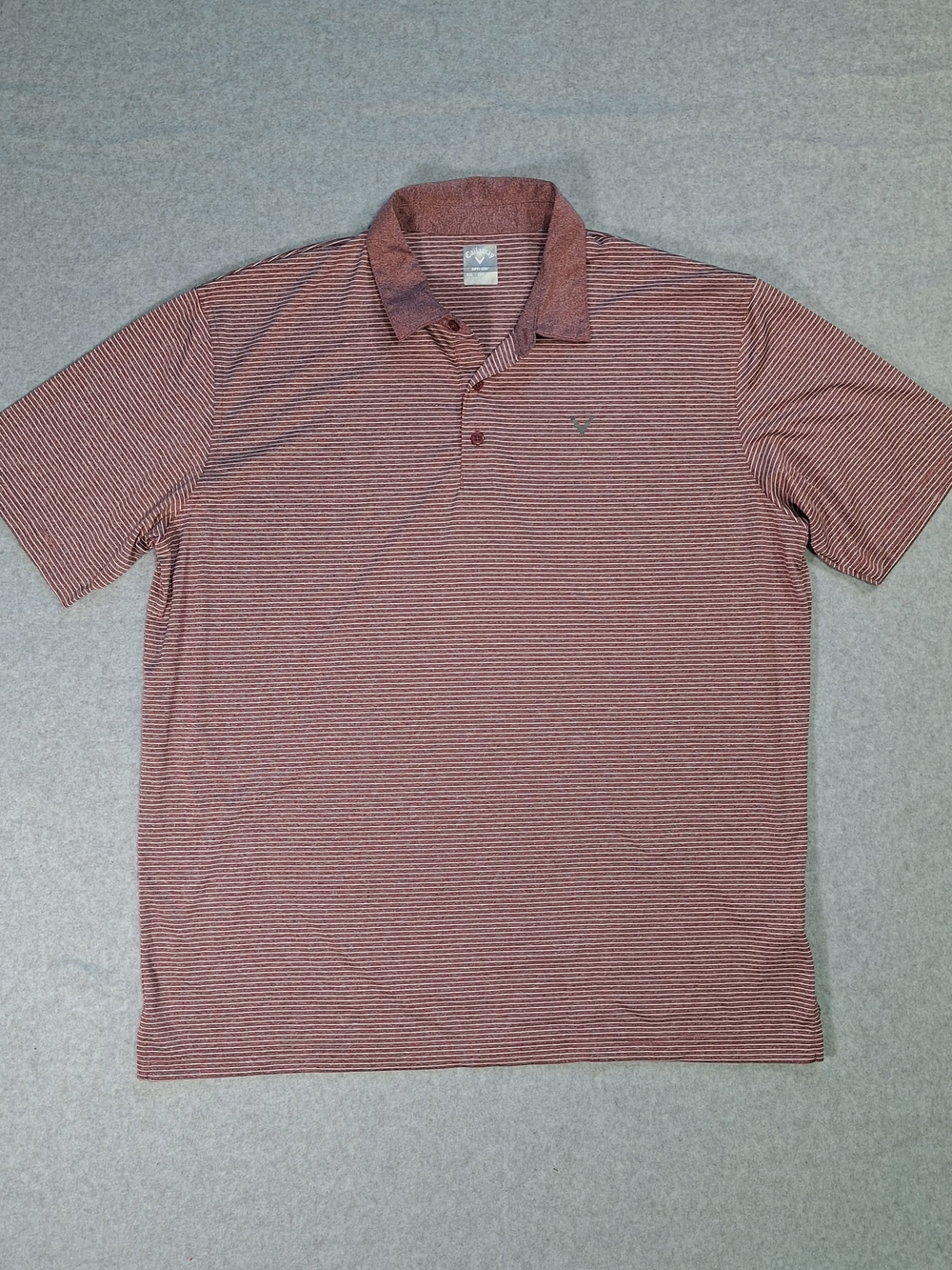 Callaway Opti-Dri Maroon Striped Performance Polo Size 2XL